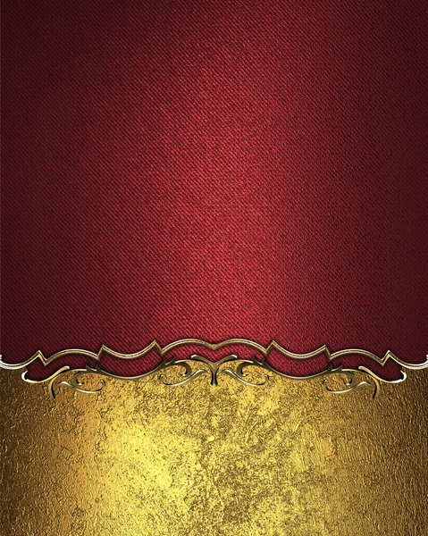 Gold nameplate for text with gold border on red texture. Template for design. copy space for ad brochure or announcement invitation, abstract background