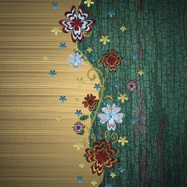 Wooden background with patterned flowers. Element for design. Template for design. copy space for ad brochure or announcement invitation, abstract background