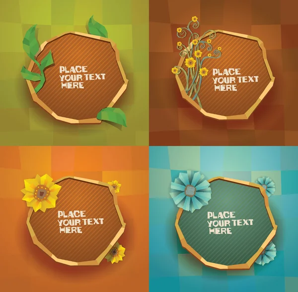 Round floral banners set