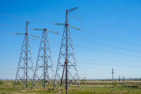 Overhead electricity transmission lines.