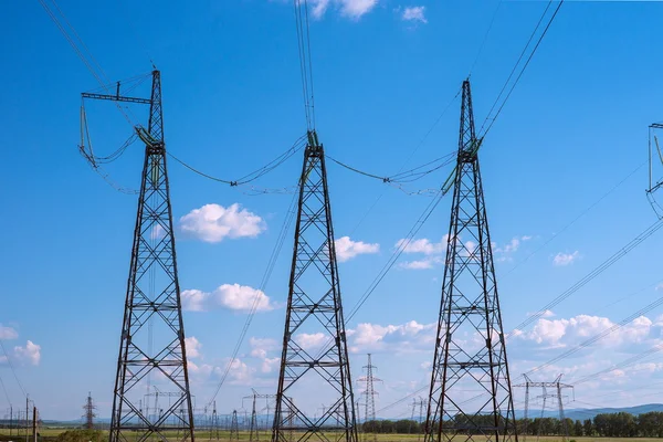 Overhead electricity transmission lines.