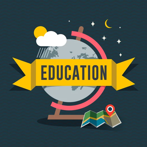 Education flat design concept for web and mobile services and apps. Idea for education, online education, online learning, learn to think, e-learning. Vector Eps10 illustration.