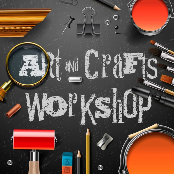 Art and crafts template with artist tools