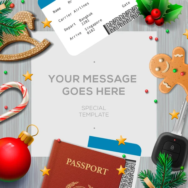 Winter holiday, Christmas travel template