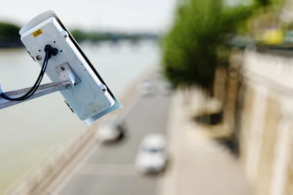 Surveillance camera above a road