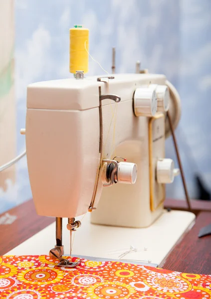 Foot sewing machine and fabric closeup