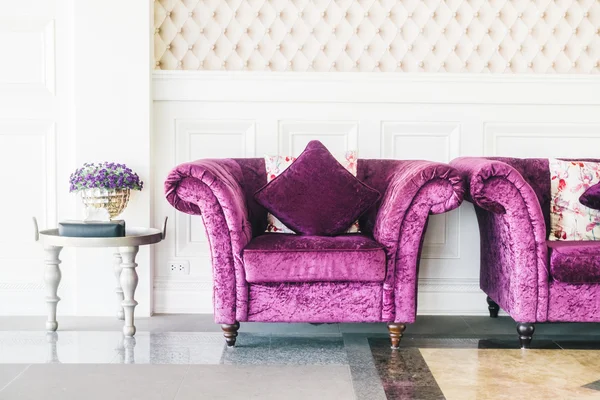 Beautiful luxury purple sofas with pillows