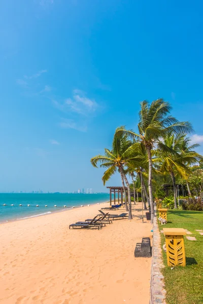 Beautiful beach and sea with palm trees