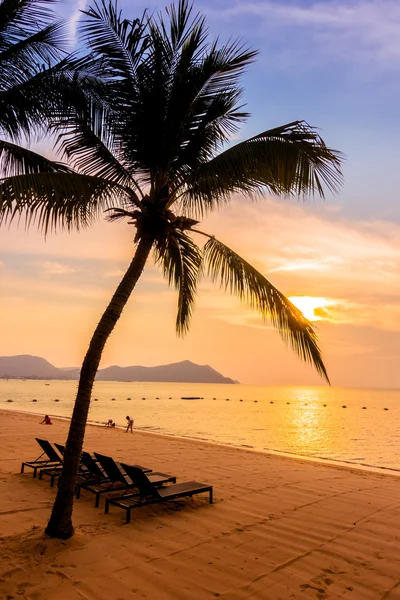 Beautiful beach and sea with palm tree