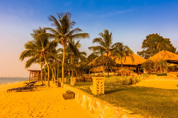 Beautiful beach and sea with palm trees