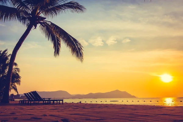 Beautiful beach and sea with palm tree