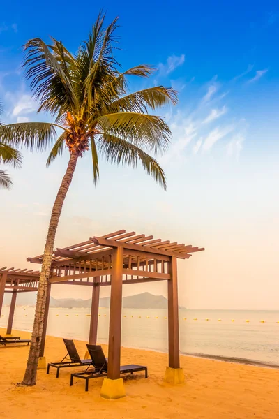 Beautiful beach and sea with palm trees