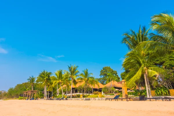 Beautiful beach and sea with palm trees