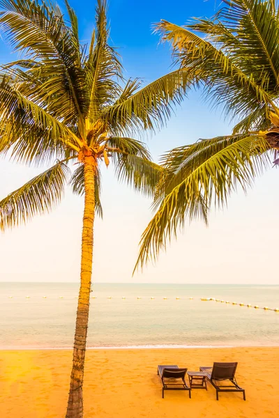 Beautiful beach and sea with palm trees