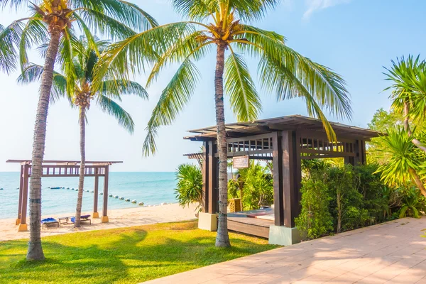 Beautiful beach and sea with palm trees