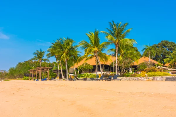 Beautiful beach and sea with palm trees