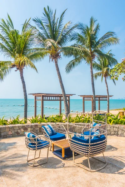 Beautiful beach and sea with palm trees