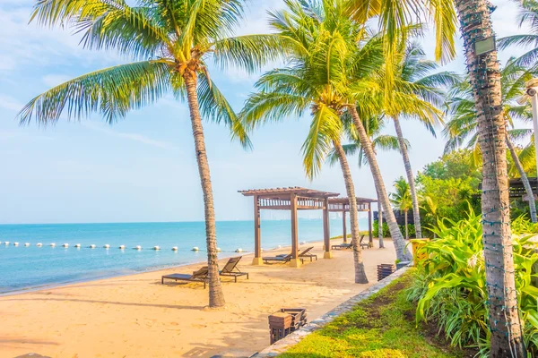 Beautiful beach and sea with palm trees