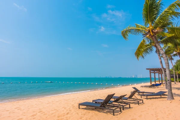 Beautiful beach and sea with palm trees