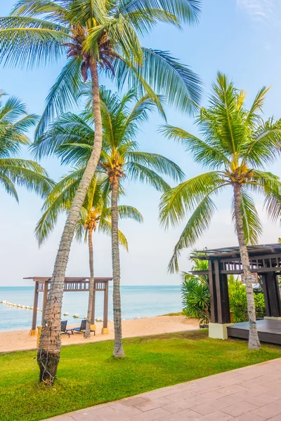 Beautiful beach and sea with palm trees