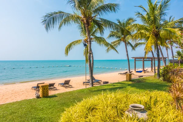 Beautiful beach and sea with palm trees