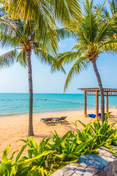 Beautiful beach and sea with palm trees