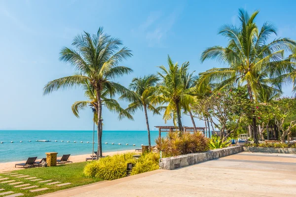 Beautiful beach and sea with palm trees