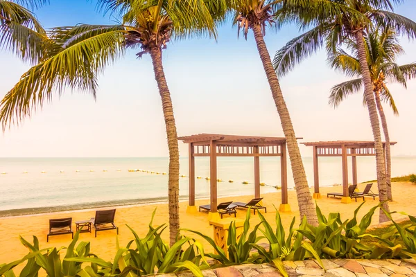 Beautiful beach and sea with palm trees