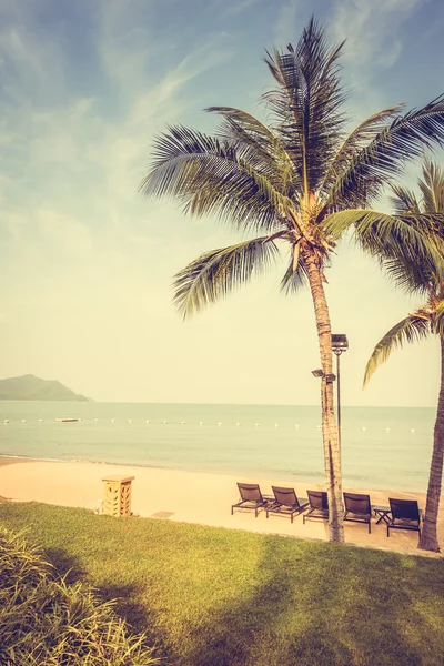 Beautiful beach and sea with palm trees