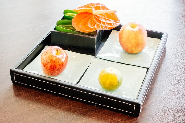 Fruit tray on wooden table