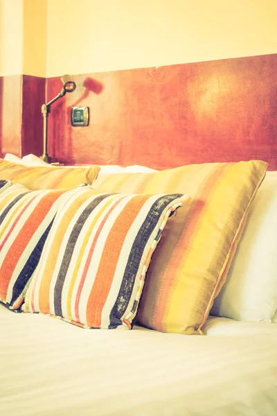 Pillows on bed with morocco style