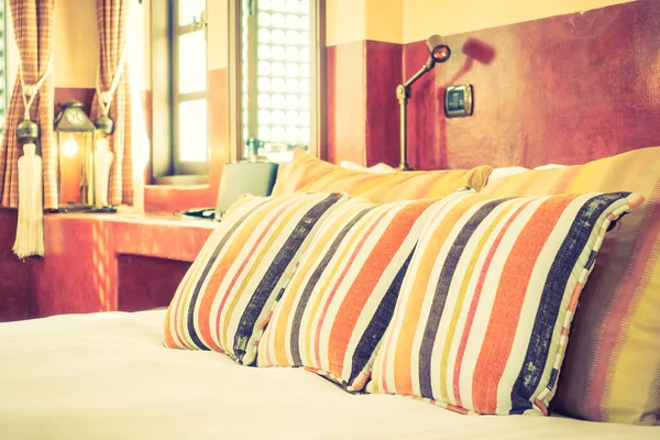Pillow on bed with morocco style