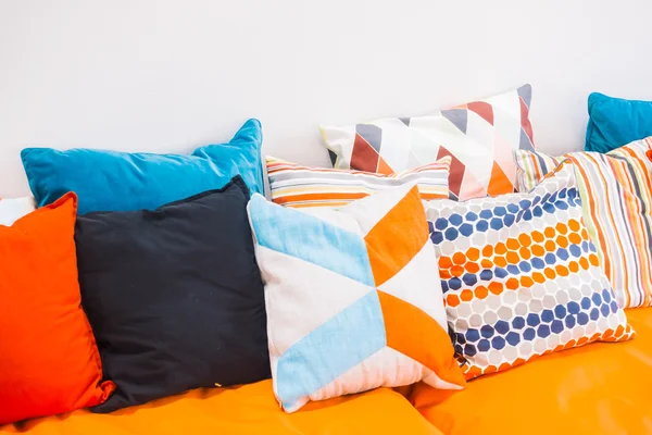 Patio outdoor deck with colorful pillows