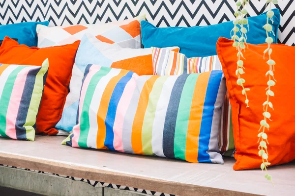 Patio outdoor deck with colorful pillows