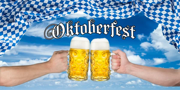 Cheers hands oktoberfest flag