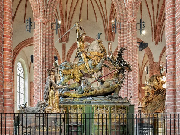Saint George and the Dragon statue in Storkyrkan of Stockholm, Sweden
