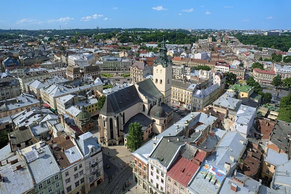 View of Latin Cathedral from the tower of Lviv City Hall, Ukraine
