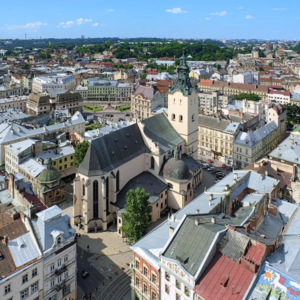 View of Latin Cathedral from the tower of Lviv City Hall