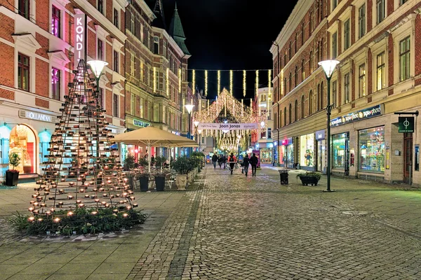 Sodra Forstadsgatan street in Malmo with Christmas illumination, Sweden