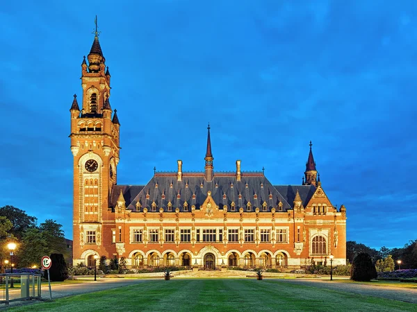 The Peace Palace at evening in The Hague, Netherlands