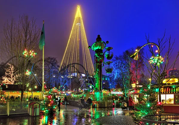 Liseberg amusement park with Christmas illumination in Gothenburg, Sweden