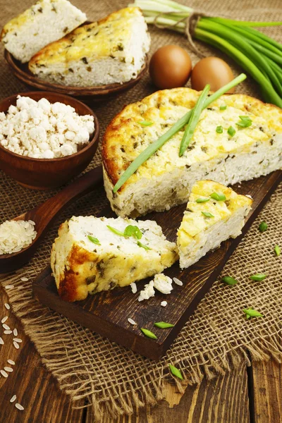 Rice pie with cottage cheese