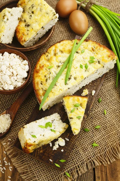 Rice pie with cottage cheese