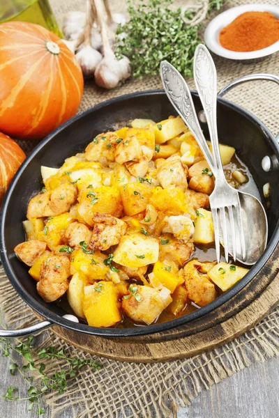 Stewed turkey with pumpkin and potatoes