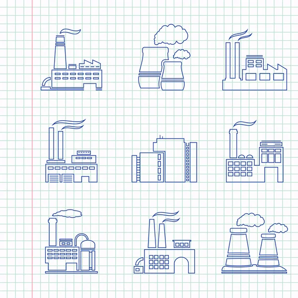 Hand drawn factory icons