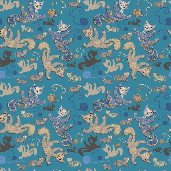 Seamless pattern with cheerful cats.
