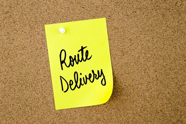 Route Delivery written on yellow paper note