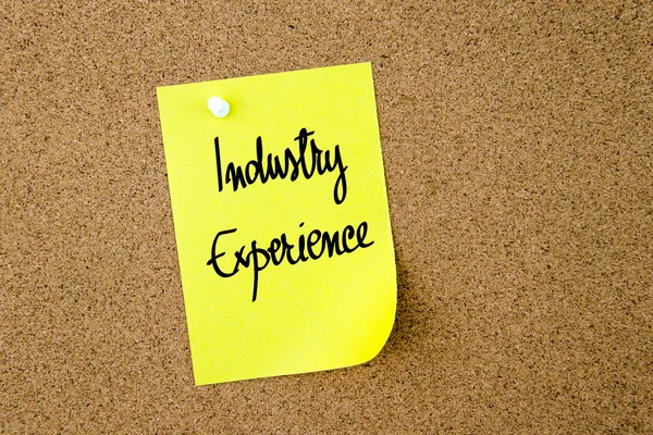 Industry Experience written on yellow paper note