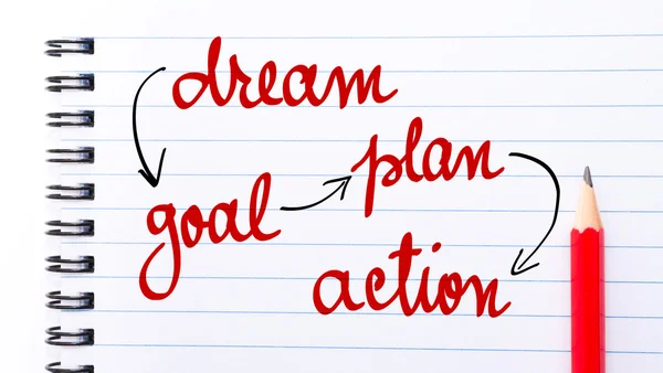 Dream Goal Plan Action written on notebook page