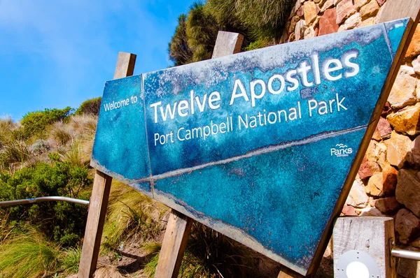 Entrance information sign atTwelve Apostles, Port Campbell National Park, Australia